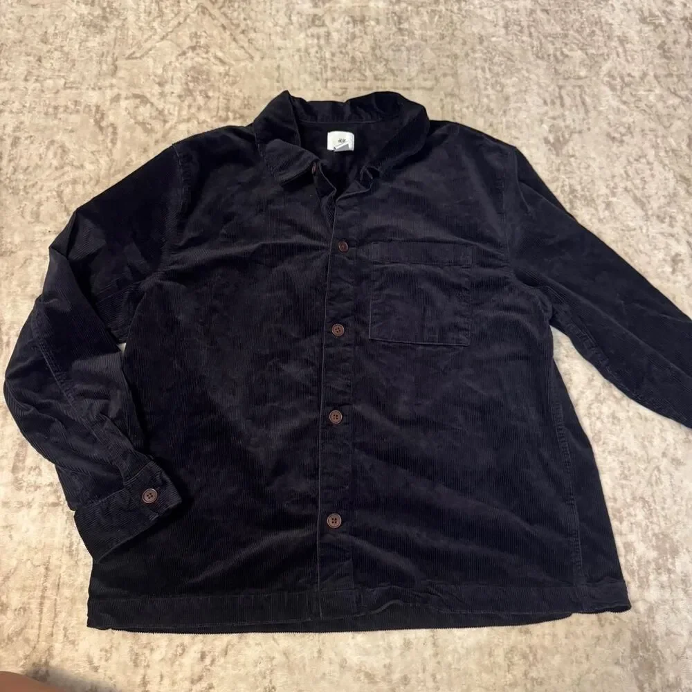 H&M Men's Black Corduroy Jacket XL